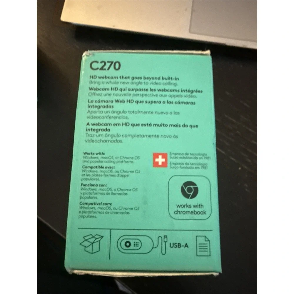 Logitech C270 HD Flexible Webcam 720p 30fps BUILT-IN Microphone FACTORY SEALED